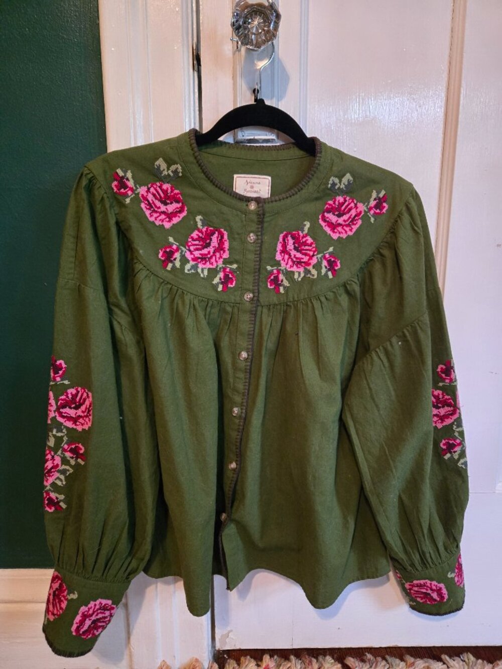 Sezane x Baziszt Orla shirt in bamboo green sz 36/US 4